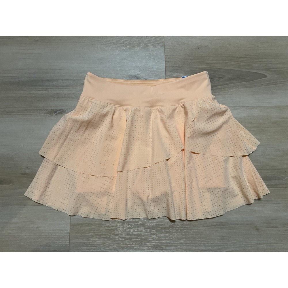 DSG‎ Girls Mid Rise Performance Skort Peach Medium Perforated Ruffle Flowy Youth